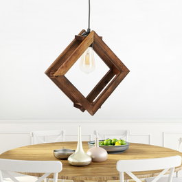 Opviq Square Antiquation Lámpara de Araña de Madera Marrón